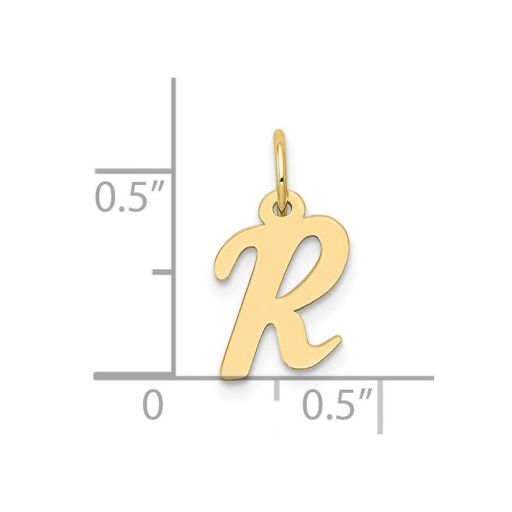 10k Yellow Gold Small Script Initial R Charm - image 3